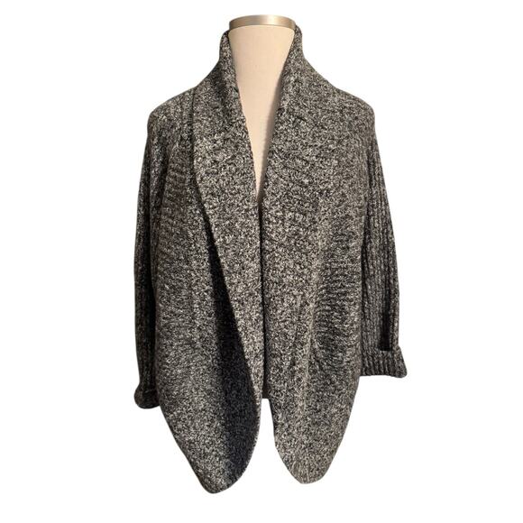 Talbots Black Ivory Cocoon Cardigan 3X – Cozy Knit Open Front - Picture 2 of 8